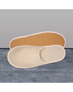 Eco Linen Slipper Closed Toe with a Cork Sole