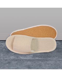 Eco Linen Slipper Open Toe with a Cork Sole